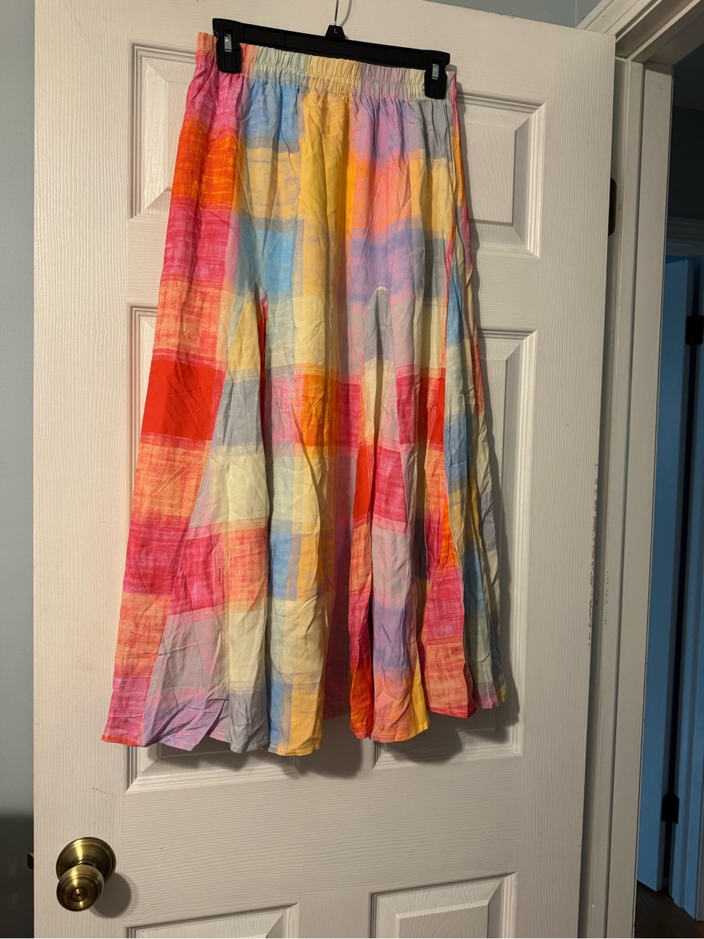 Bright Multicolor Patchwork Maxi Skirt - Elastic Waist